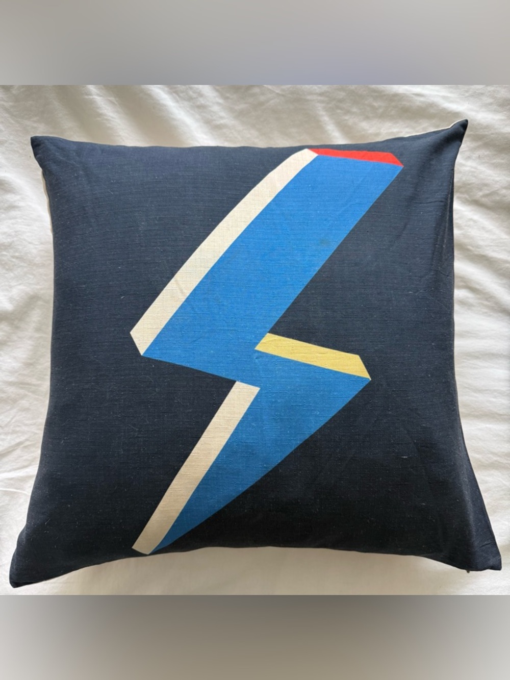 West Elm Silk & Linen Blue Lightning Bolt Throw Pillow Cover - Never Used!